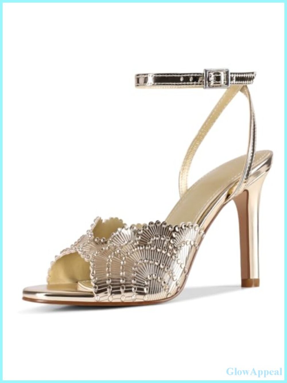 Rhinestone High Heel Sandals Round Open Toe Stiletto Ankle Strap Dressy